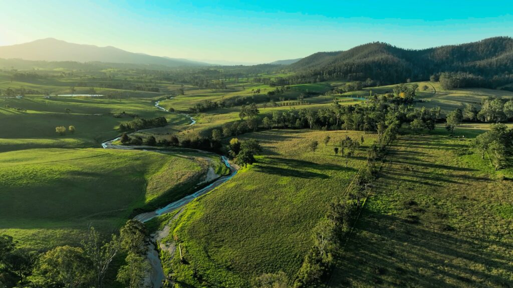 Aerial view of the countryside around Cobargo